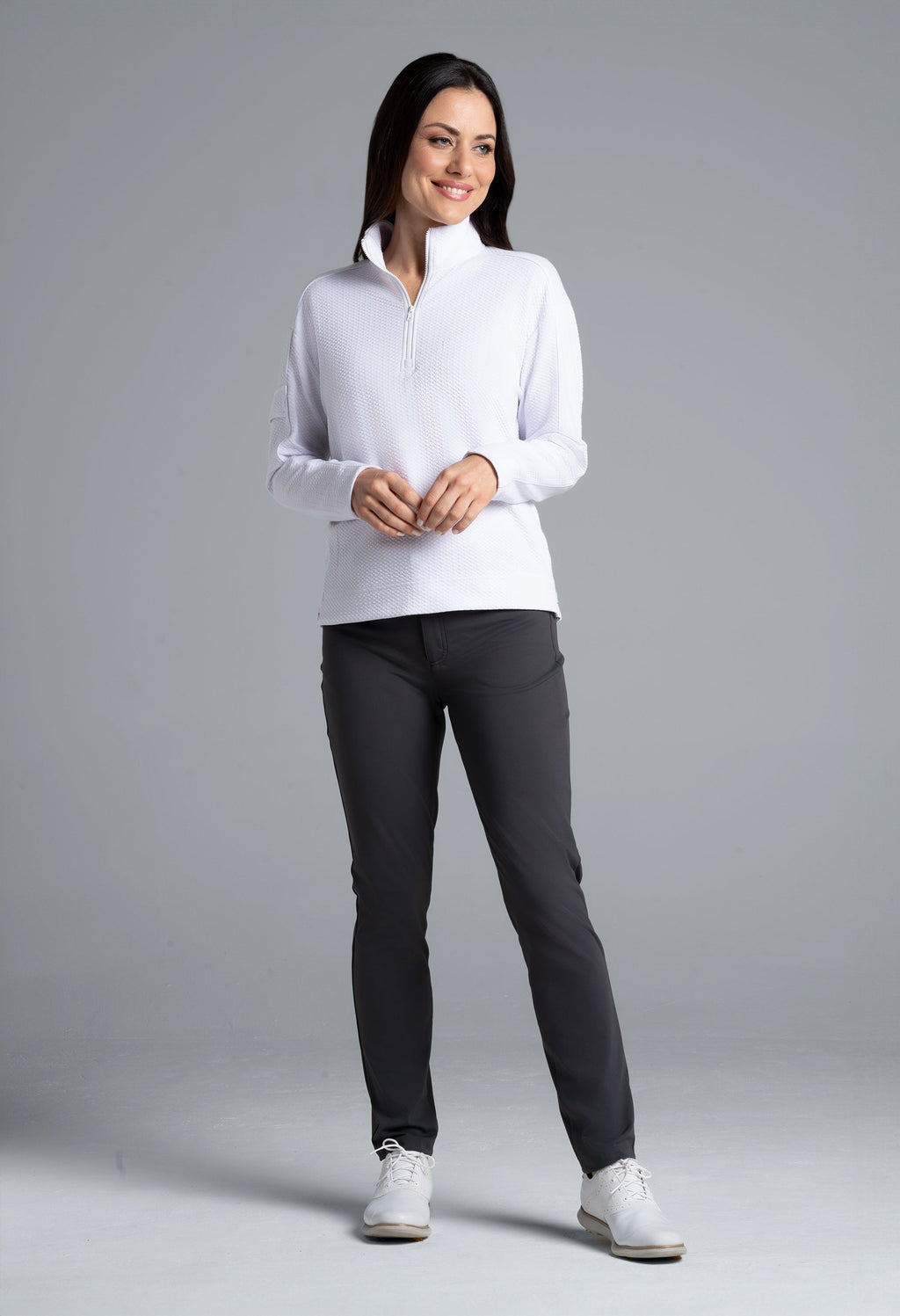 Solid Popcorn Stitch 1/4 Zip Pullover - 42000